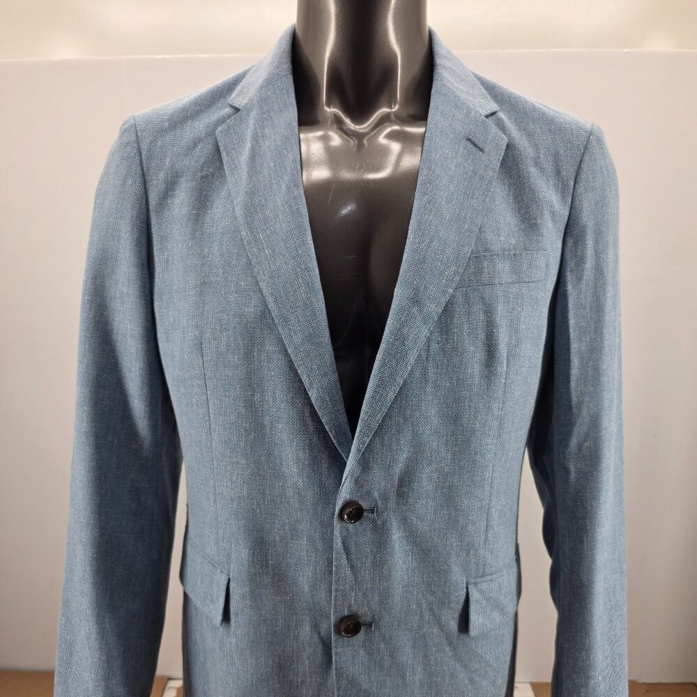 J.Crew Mens $398 Slim-fit Thompson linen Blend Blue suit jacket Size 42R  BH230